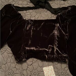 Free people velvet black blouse